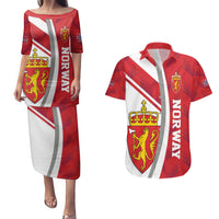 Personalized Norway Coat of Arms Couples Matching Puletasi and Hawaiian Shirt Golden Lion