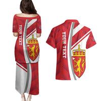 Personalized Norway Coat of Arms Couples Matching Puletasi and Hawaiian Shirt Golden Lion
