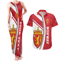 Personalized Norway Coat of Arms Couples Matching Tank Maxi Dress and Hawaiian Shirt Golden Lion