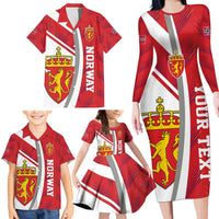 Personalized Norway Coat of Arms Family Matching Long Sleeve Bodycon Dress and Hawaiian Shirt Golden Lion
