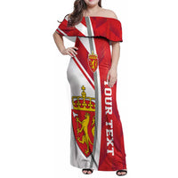 Personalized Norway Coat of Arms Family Matching Off Shoulder Maxi Dress and Hawaiian Shirt Golden Lion