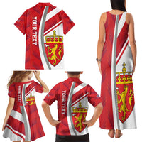 Personalized Norway Coat of Arms Family Matching Tank Maxi Dress and Hawaiian Shirt Golden Lion