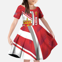 Personalized Norway Coat of Arms Kid Short Sleeve Dress Golden Lion