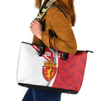 Personalized Norway Coat of Arms Leather Tote Bag Golden Lion