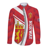 Personalized Norway Coat of Arms Long Sleeve Button Shirt Golden Lion