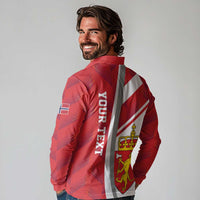 Personalized Norway Coat of Arms Long Sleeve Polo Shirt Golden Lion