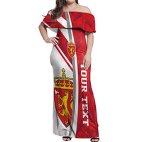 Personalized Norway Coat of Arms Off Shoulder Maxi Dress Golden Lion