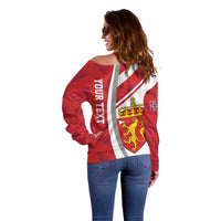 Personalized Norway Coat of Arms Off Shoulder Sweater Golden Lion