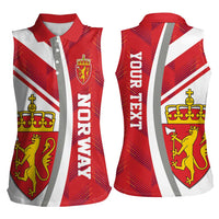 Personalized Norway Coat of Arms Women Sleeveless Polo Shirt Golden Lion