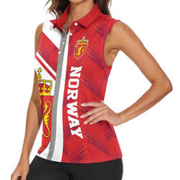 Personalized Norway Coat of Arms Women Sleeveless Polo Shirt Golden Lion
