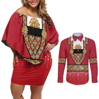 Norway Constitution Day Couples Matching Off Shoulder Short Dress and Long Sleeve Button Shirt Norwegian bunads