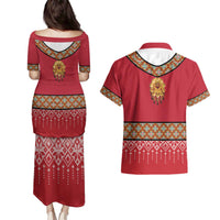 Norway Constitution Day Couples Matching Puletasi and Hawaiian Shirt Norwegian bunads