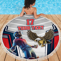 Custom United States Cricket Beach Blanket USA Go Champions and Eagle Mascot Style
