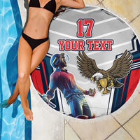 Custom United States Cricket Beach Blanket USA Go Champions and Eagle Mascot Style