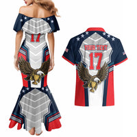 Custom United States Cricket Couples Matching Mermaid Dress and Hawaiian Shirt USA Go Champions and Eagle Mascot Style