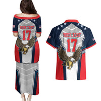 Custom United States Cricket Couples Matching Puletasi and Hawaiian Shirt USA Go Champions and Eagle Mascot Style