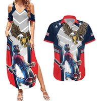 Custom United States Cricket Couples Matching Summer Maxi Dress and Hawaiian Shirt USA Go Champions and Eagle Mascot Style