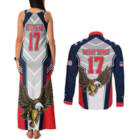 Custom United States Cricket Couples Matching Tank Maxi Dress and Long Sleeve Button Shirt USA Go Champions and Eagle Mascot Style