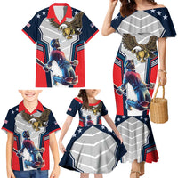 Custom United States Cricket Family Matching Mermaid Dress and Hawaiian Shirt USA Go Champions and Eagle Mascot Style