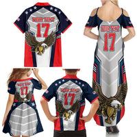 Custom United States Cricket Family Matching Summer Maxi Dress and Hawaiian Shirt USA Go Champions and Eagle Mascot Style