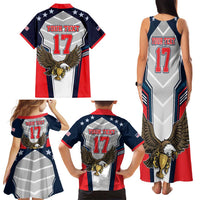 Custom United States Cricket Family Matching Tank Maxi Dress and Hawaiian Shirt USA Go Champions and Eagle Mascot Style