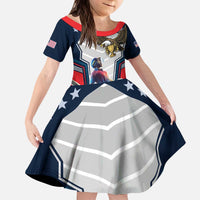 Custom United States Cricket Kid Short Sleeve Dress USA Go Champions and Eagle Mascot Style