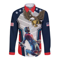 Custom United States Cricket Long Sleeve Button Shirt USA Go Champions and Eagle Mascot Style