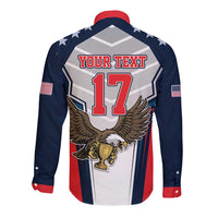 Custom United States Cricket Long Sleeve Button Shirt USA Go Champions and Eagle Mascot Style
