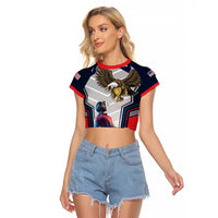 Custom United States Cricket Raglan Cropped T Shirt USA Go Champions and Eagle Mascot Style