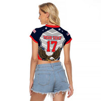Custom United States Cricket Raglan Cropped T Shirt USA Go Champions and Eagle Mascot Style