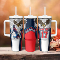 Custom United States Cricket Tumbler With Handle USA Go Champions and Eagle Mascot Style