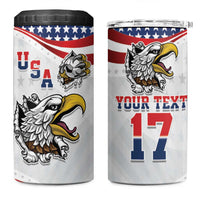Custom United States Soccer 4 in 1 Can Cooler Tumbler USA Eagle Mascot Style