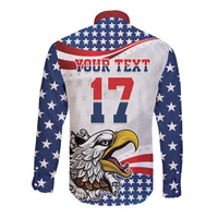 Custom United States Soccer Long Sleeve Button Shirt USA Eagle Mascot Style