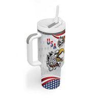 Custom United States Soccer Tumbler With Handle USA Eagle Mascot Style