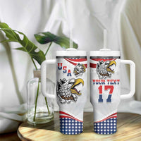 Custom United States Soccer Tumbler With Handle USA Eagle Mascot Style