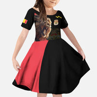 Belgium Coat of Arms Family Matching Off Shoulder Maxi Dress and Hawaiian Shirt Angry Lion