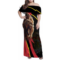 Belgium Coat of Arms Family Matching Off Shoulder Maxi Dress and Hawaiian Shirt Angry Lion