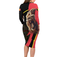Belgium Coat of Arms Long Sleeve Bodycon Dress Angry Lion