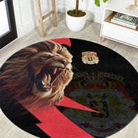 Belgium Coat of Arms Round Carpet Angry Lion
