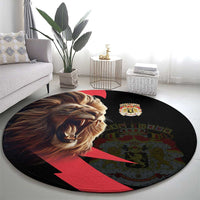Belgium Coat of Arms Round Carpet Angry Lion