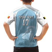 Custom Belgium Football We are Champions Family Matching Long Sleeve Bodycon Dress and Hawaiian Shirt Blue Style Come on De Rode Duivels