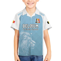 Custom Belgium Football We are Champions Kid Hawaiian Shirt Blue Style Come on De Rode Duivels