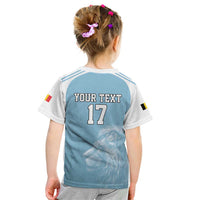 Custom Belgium Football We are Champions Kid T Shirt Blue Style Come on De Rode Duivels