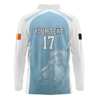 Custom Belgium Football We are Champions Long Sleeve Polo Shirt Blue Style Come on De Rode Duivels