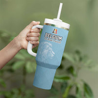 Custom Belgium Football We are Champions Tumbler With Handle Blue Style Come on De Rode Duivels