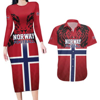 Custom Norway Football Couples Matching Long Sleeve Bodycon Dress and Hawaiian Shirt Lion Sporty Style