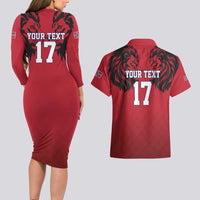 Custom Norway Football Couples Matching Long Sleeve Bodycon Dress and Hawaiian Shirt Lion Sporty Style