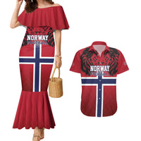 Custom Norway Football Couples Matching Mermaid Dress and Hawaiian Shirt Lion Sporty Style