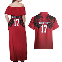 Custom Norway Football Couples Matching Off Shoulder Maxi Dress and Hawaiian Shirt Lion Sporty Style