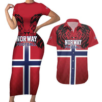 Custom Norway Football Couples Matching Short Sleeve Bodycon Dress and Hawaiian Shirt Lion Sporty Style